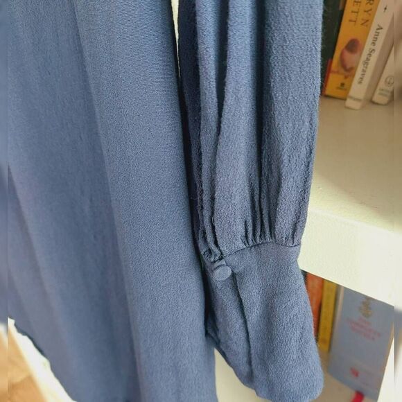 JOIE Erlene Silk Shift Dress Midnight Navy Button Sleeve XS - Picture 12 of 12